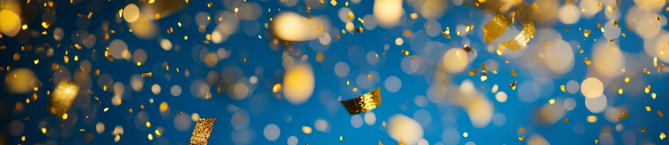 Falling golden confetti